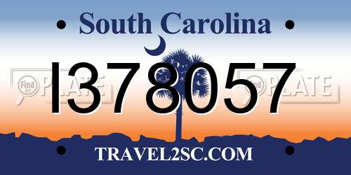 I378057 South Carolina License Plate