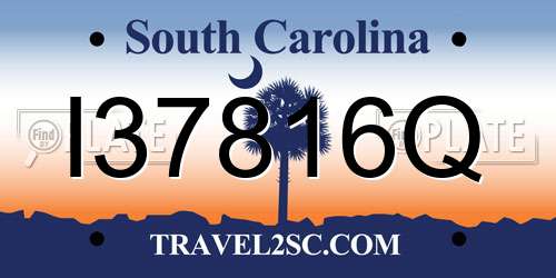 I37816Q South Carolina License Plate