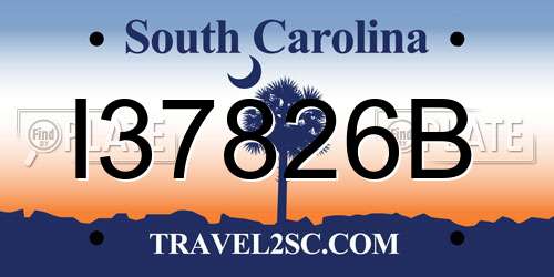 I37826B South Carolina License Plate