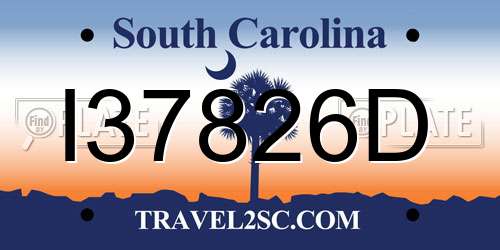 I37826D South Carolina License Plate