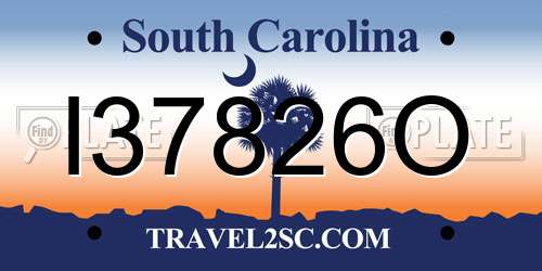 I37826O South Carolina License Plate