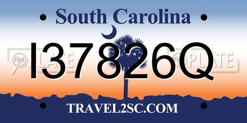I37826Q South Carolina License Plate