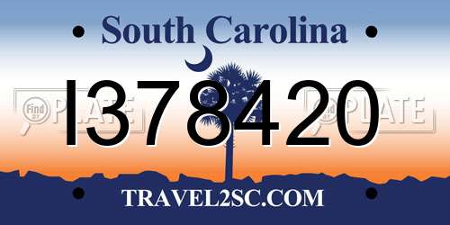 I378420 South Carolina License Plate