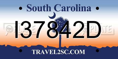 I37842D South Carolina License Plate