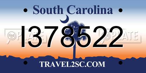 I378522 South Carolina License Plate