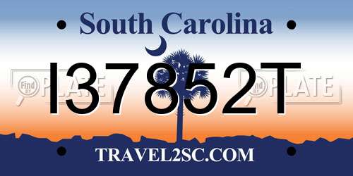 I37852T South Carolina License Plate
