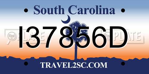 I37856D South Carolina License Plate