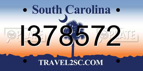I378572 South Carolina License Plate