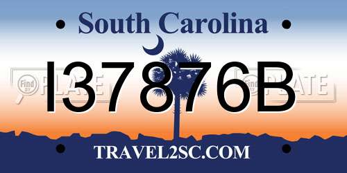 I37876B South Carolina License Plate