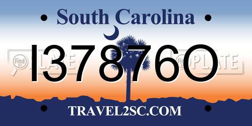 I37876O South Carolina License Plate