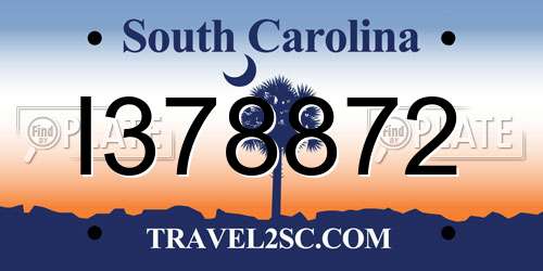 I378872 South Carolina License Plate