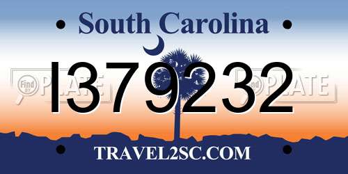 I379232 South Carolina License Plate