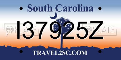 I37925Z South Carolina License Plate