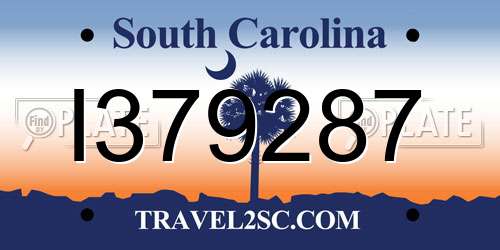 I379287 South Carolina License Plate