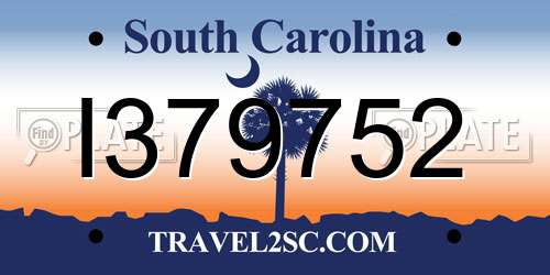 I379752 South Carolina License Plate