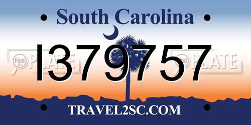 I379757 South Carolina License Plate