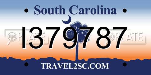 I379787 South Carolina License Plate