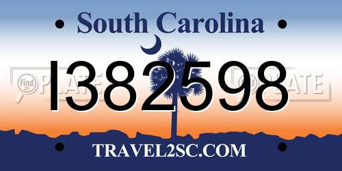I382598 South Carolina License Plate