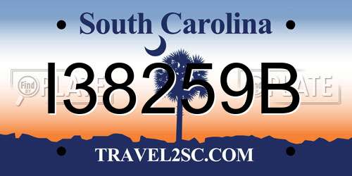 I38259B South Carolina License Plate