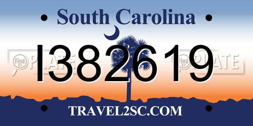 I382619 South Carolina License Plate