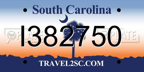 I382750 South Carolina License Plate