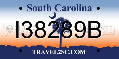I38289B South Carolina License Plate