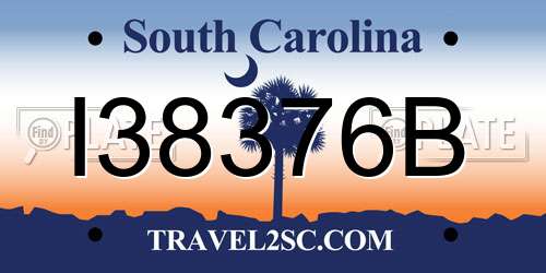 I38376B South Carolina License Plate