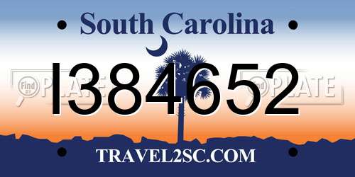 I384652 South Carolina License Plate