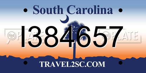 I384657 South Carolina License Plate