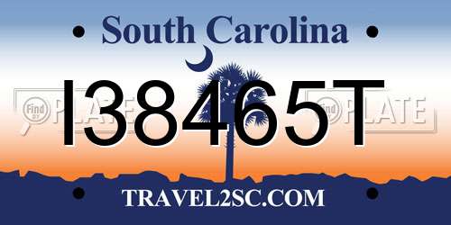 I38465T South Carolina License Plate