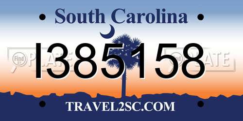 I385158 South Carolina License Plate