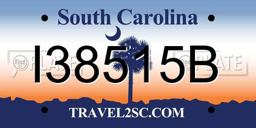 I38515B South Carolina License Plate