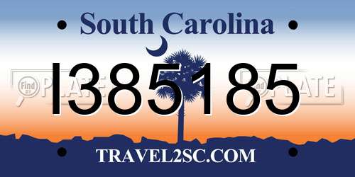 I385185 South Carolina License Plate