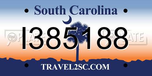 I385188 South Carolina License Plate
