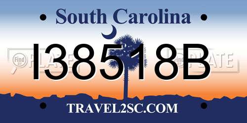 I38518B South Carolina License Plate