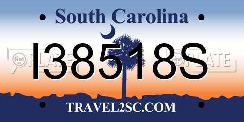I38518S South Carolina License Plate