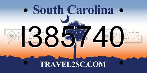 I385740 South Carolina License Plate