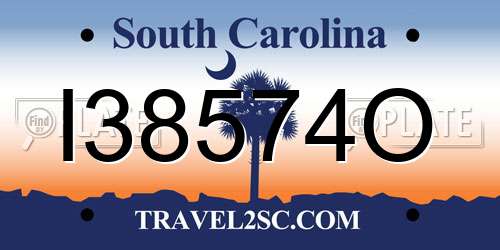 I38574O South Carolina License Plate