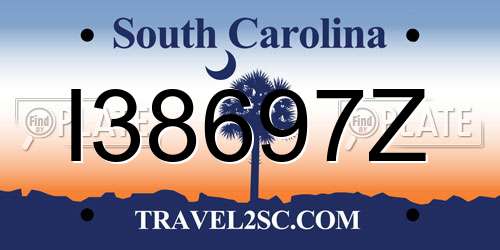 I38697Z South Carolina License Plate