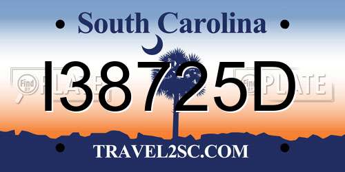 I38725D South Carolina License Plate