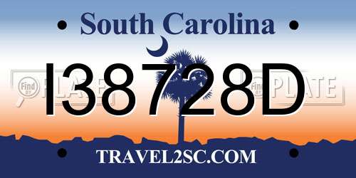I38728D South Carolina License Plate