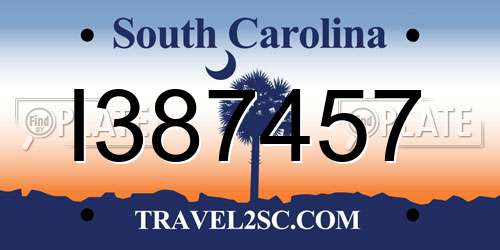 I387457 South Carolina License Plate