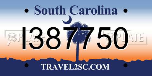 I387750 South Carolina License Plate