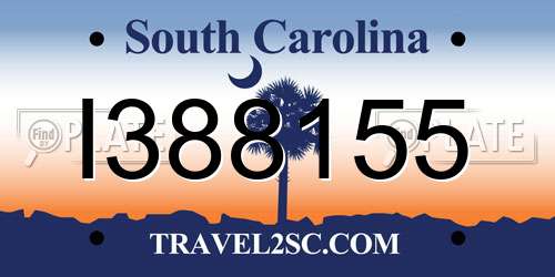 I388155 South Carolina License Plate