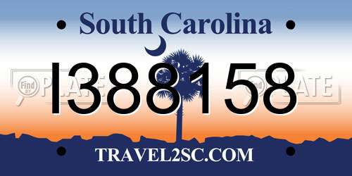 I388158 South Carolina License Plate