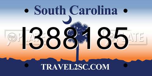 I388185 South Carolina License Plate