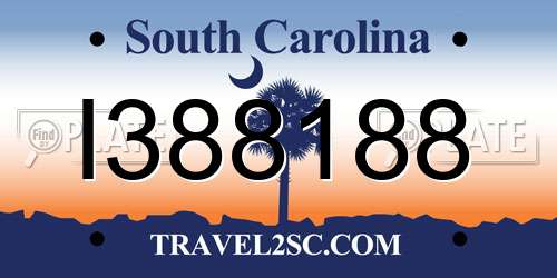 I388188 South Carolina License Plate