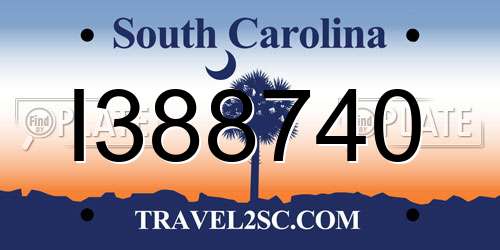 I388740 South Carolina License Plate