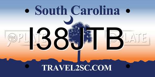 I38JTB South Carolina License Plate