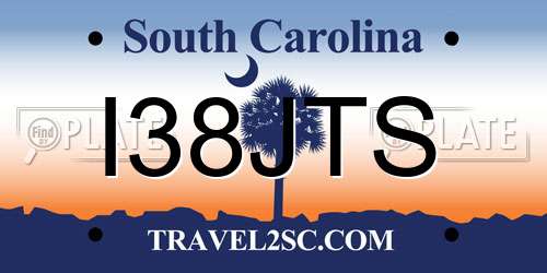 I38JTS South Carolina License Plate